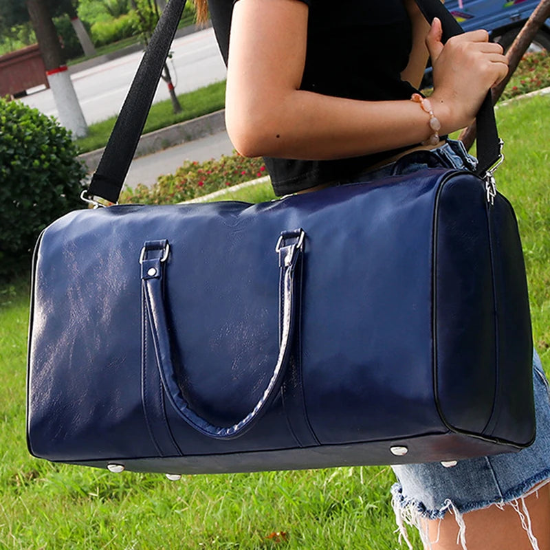 Large Leather Travel Bag - Independent Gym Bag - Handbag or Shoulder Bag with Zipper for Men - Fashion and Elegance