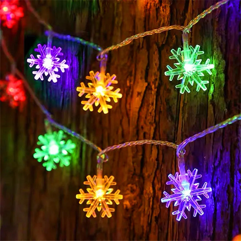 Snowflake LED String Lights Fairy Lights LED Light Garland Battery Operated New Year Christmas Decorations Noel