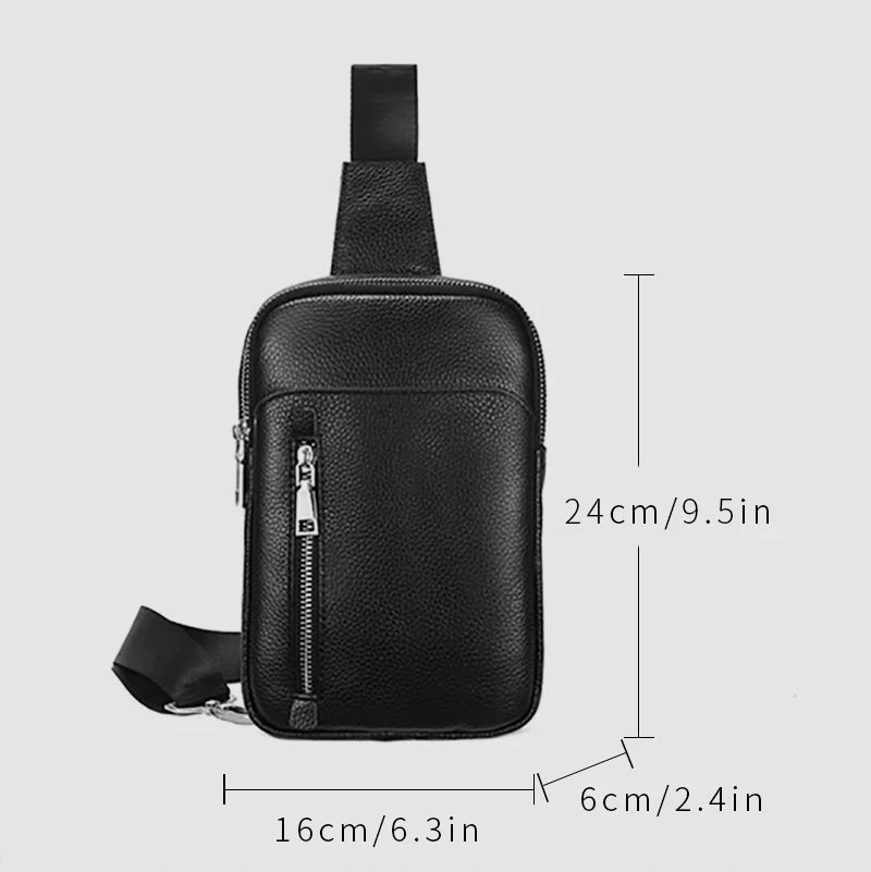 Genuine Leather Messenger Bag - Compact Crossbody Bag for Men and Women, Outdoor Travel and Sports Bag