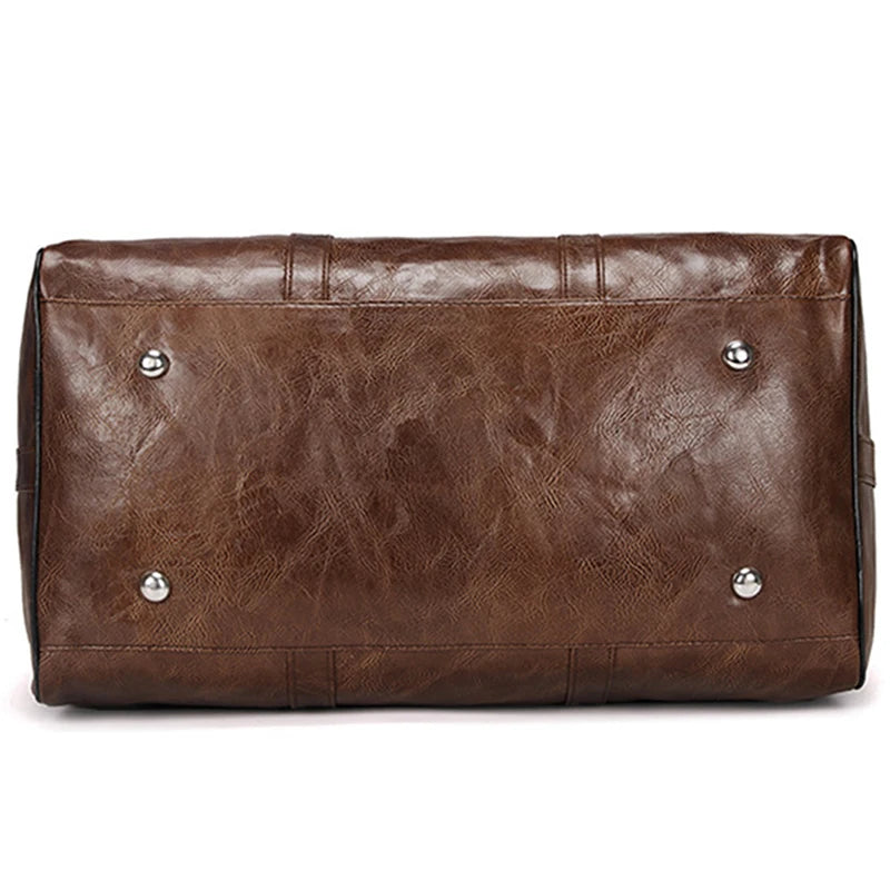 Large Leather Travel Bag - Independent Gym Bag - Handbag or Shoulder Bag with Zipper for Men - Fashion and Elegance