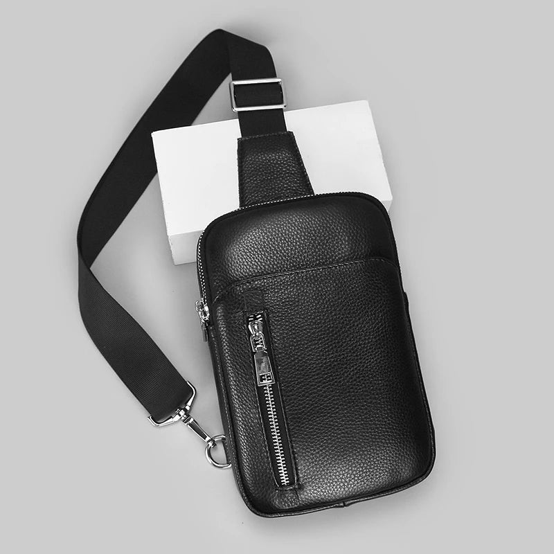 Genuine Leather Messenger Bag - Compact Crossbody Bag for Men and Women, Outdoor Travel and Sports Bag