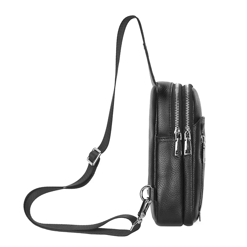 Genuine Leather Messenger Bag - Compact Crossbody Bag for Men and Women, Outdoor Travel and Sports Bag
