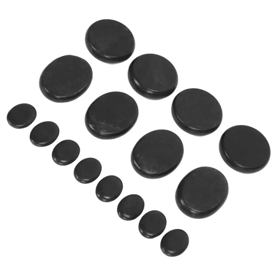 16pcs Hot Massage Stones Set with Aluminum Box - Pain Relief & Relaxation - Waterless Heating - Essential Oil Therapy