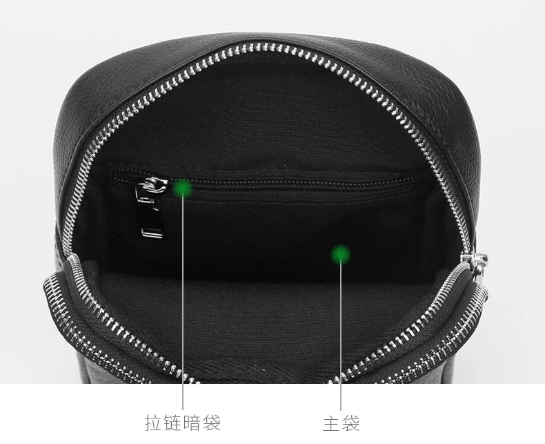 Genuine Leather Messenger Bag - Compact Crossbody Bag for Men and Women, Outdoor Travel and Sports Bag