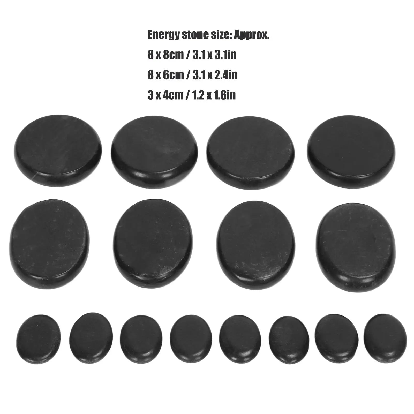 16pcs Hot Massage Stones Set with Aluminum Box - Pain Relief & Relaxation - Waterless Heating - Essential Oil Therapy