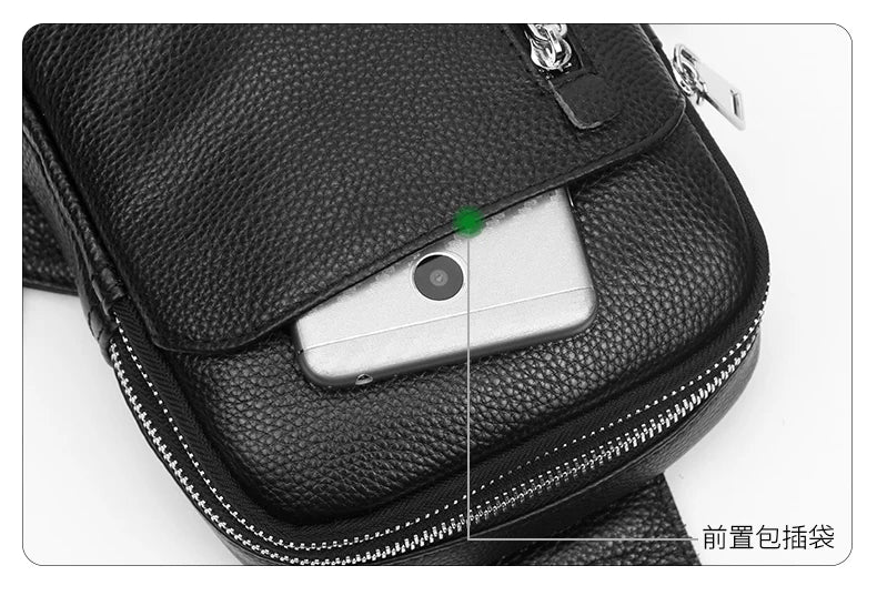 Genuine Leather Messenger Bag - Compact Crossbody Bag for Men and Women, Outdoor Travel and Sports Bag