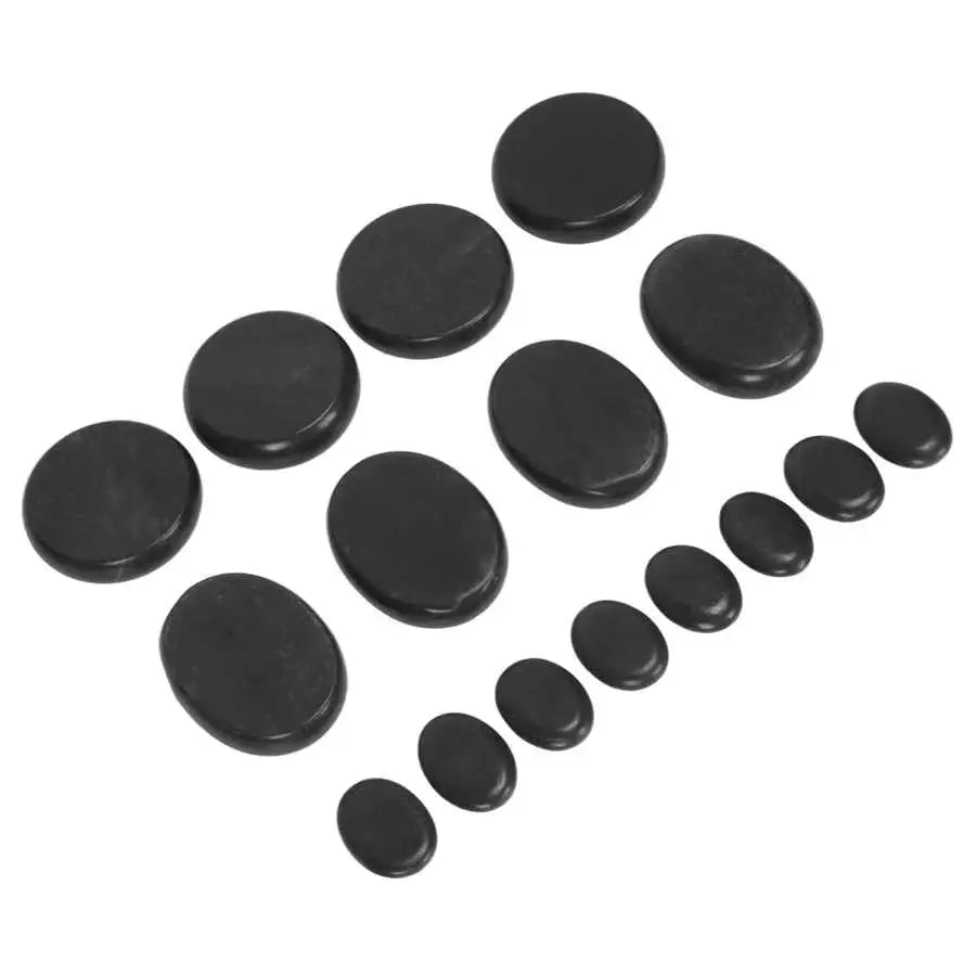 16pcs Hot Massage Stones Set with Aluminum Box - Pain Relief & Relaxation - Waterless Heating - Essential Oil Therapy