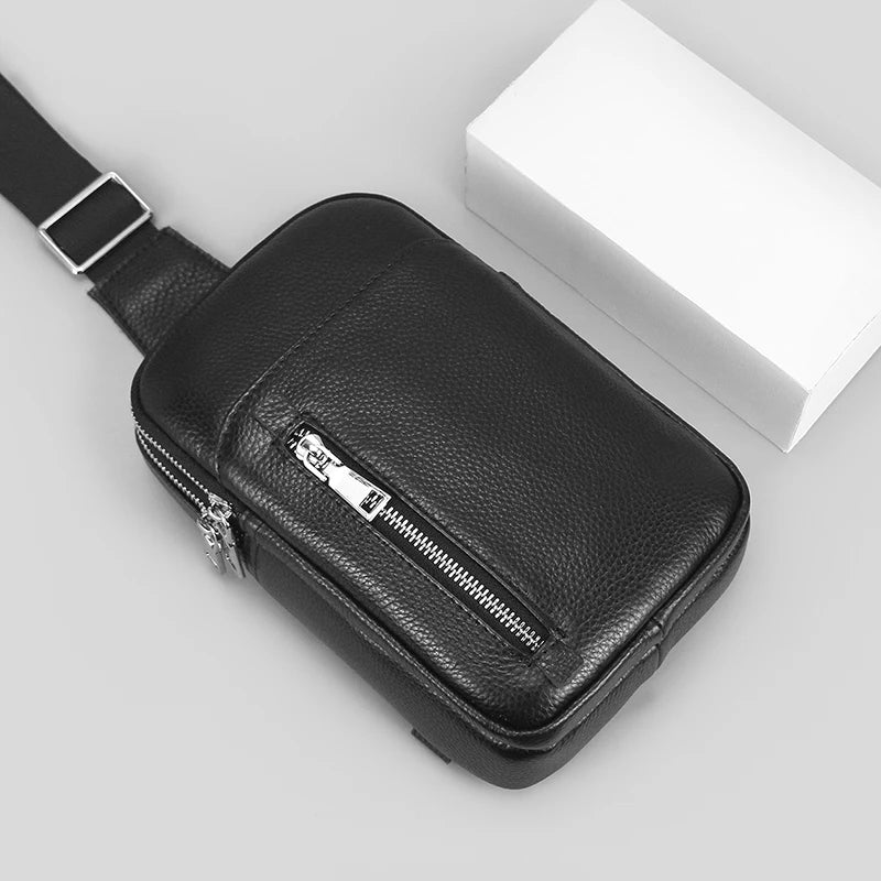 Genuine Leather Messenger Bag - Compact Crossbody Bag for Men and Women, Outdoor Travel and Sports Bag