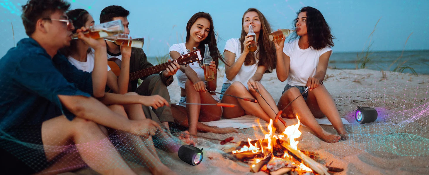 Haut-parleur portable Bluetooth IP68 étanche avec LED, microphone, radio FM, jumelage TWS, USB, AUX