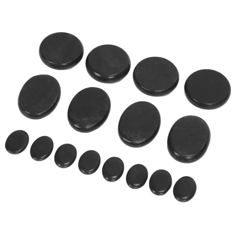 16pcs Hot Massage Stones Set with Aluminum Box - Pain Relief & Relaxation - Waterless Heating - Essential Oil Therapy