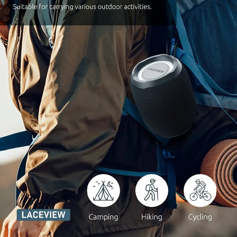 Haut-parleur portable Bluetooth IP68 étanche avec LED, microphone, radio FM, jumelage TWS, USB, AUX