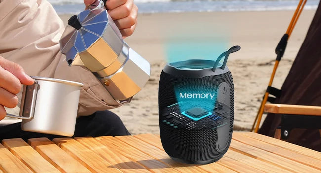 Haut-parleur portable Bluetooth IP68 étanche avec LED, microphone, radio FM, jumelage TWS, USB, AUX