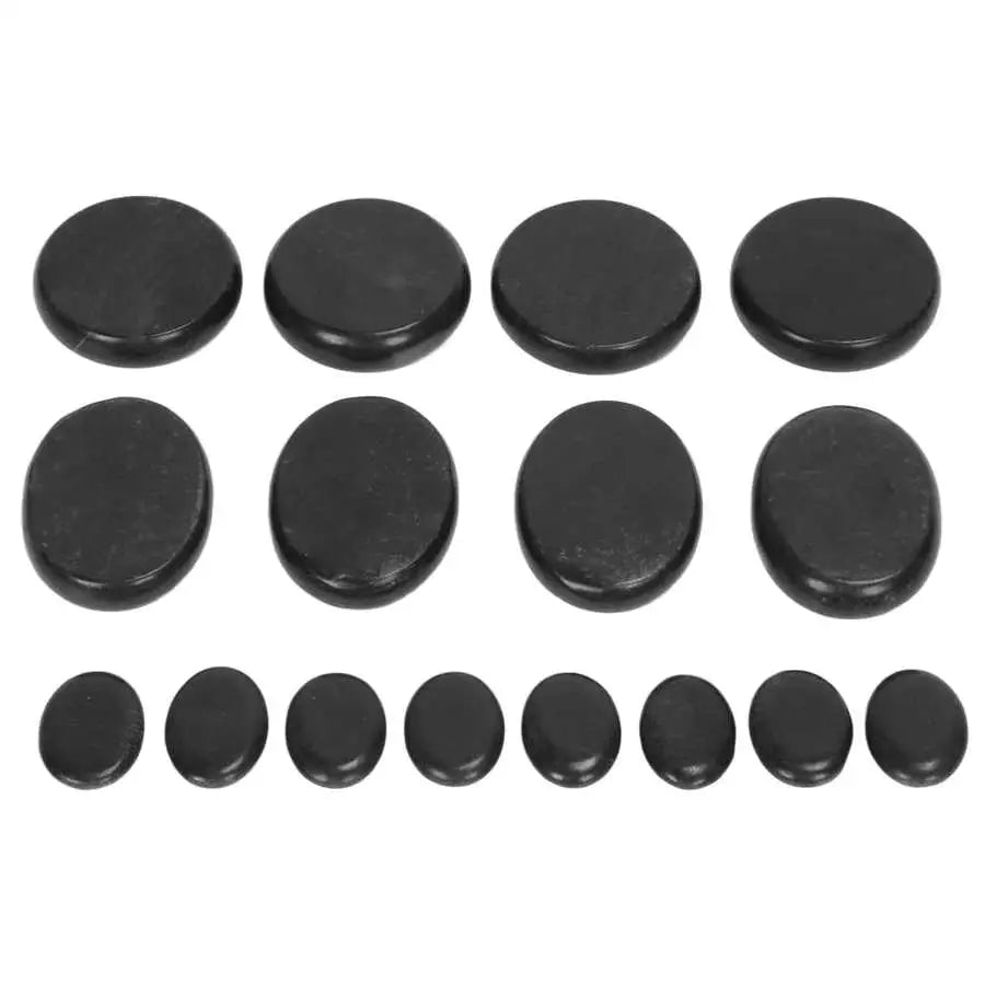 16pcs Hot Massage Stones Set with Aluminum Box - Pain Relief & Relaxation - Waterless Heating - Essential Oil Therapy