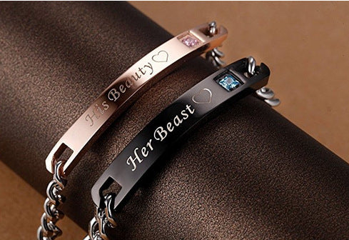 Bracelet en Acier Titane pour Couple – Disponible en Or Rose et Noir – Élégance et Durabilité