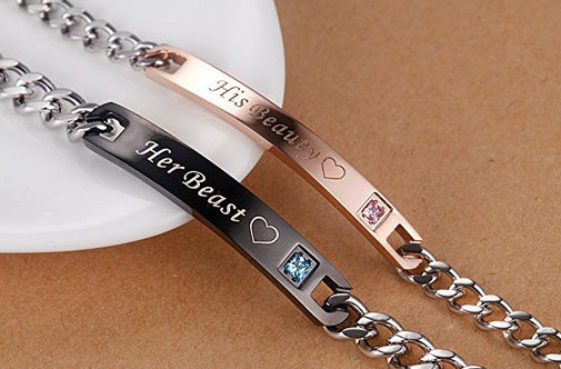 Bracelet en Acier Titane pour Couple – Disponible en Or Rose et Noir – Élégance et Durabilité