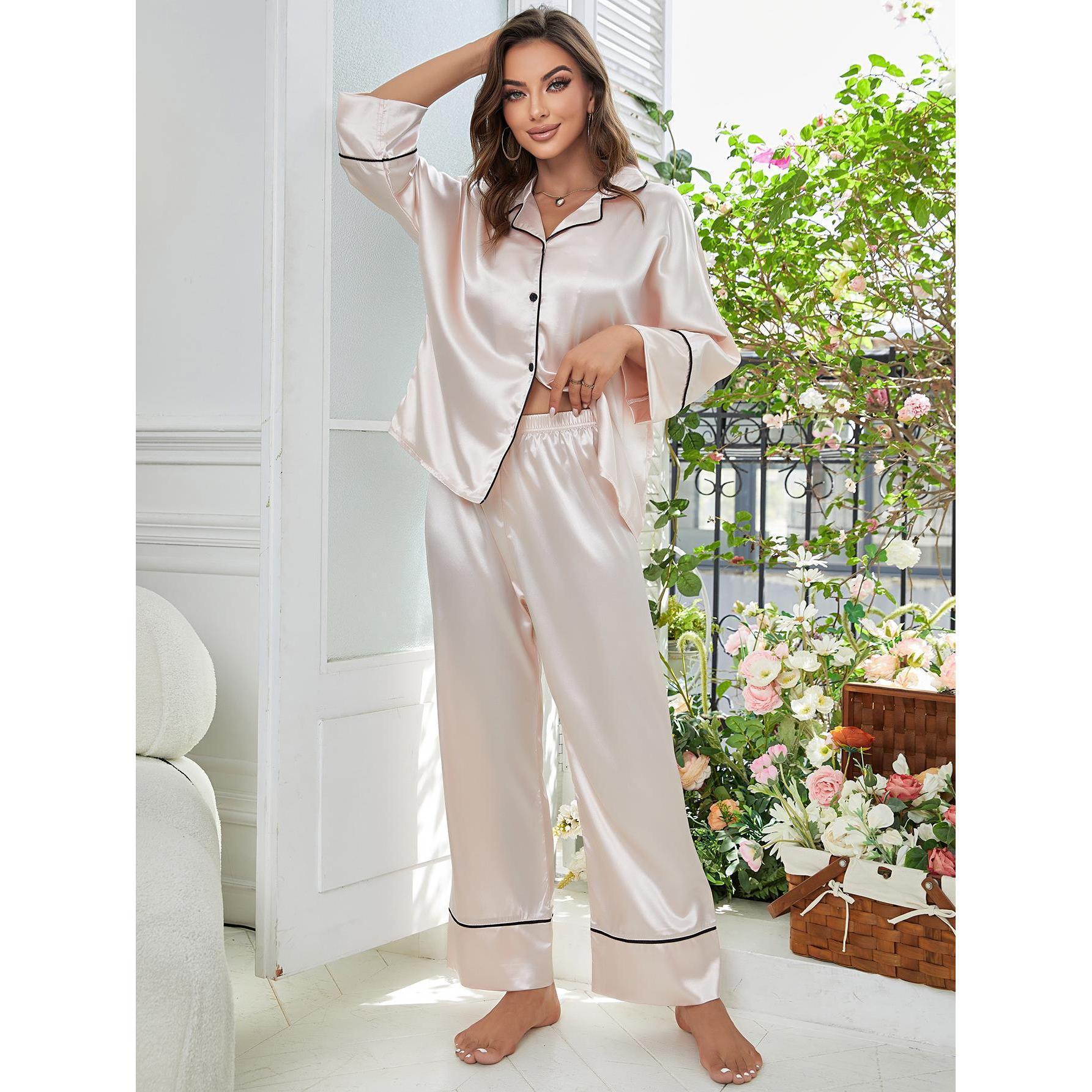 Ensemble Pyjama à Manches Longues – Chemise à Boutons et Pantalon – Tenue de Détente et Vêtements de Nuit Confortables