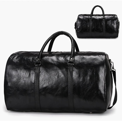 Grand Sac de Voyage en Cuir – Sac de Sport Indépendant – Sac à Main ou Épaule avec Fermeture Éclair pour Hommes – Mode et Élégance