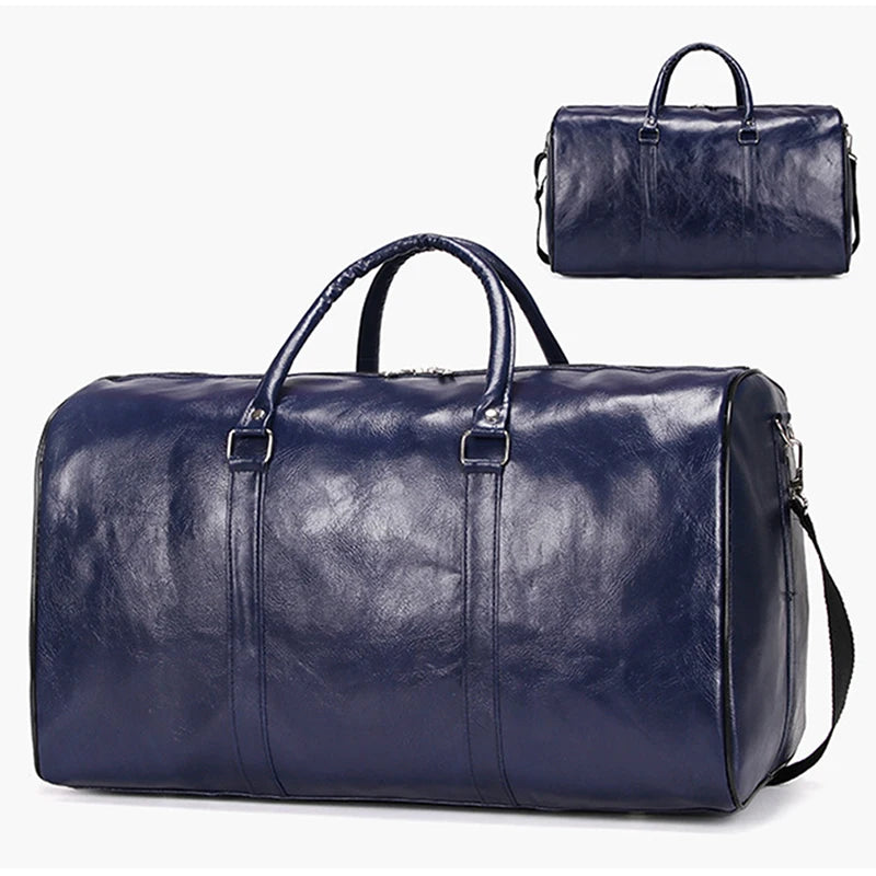 Grand Sac de Voyage en Cuir – Sac de Sport Indépendant – Sac à Main ou Épaule avec Fermeture Éclair pour Hommes – Mode et Élégance