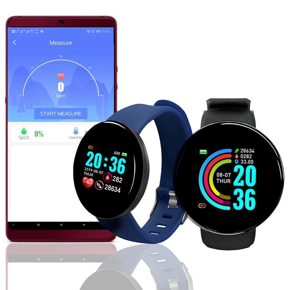 Montre Connectée D18 – Tracker de Fitness Étanche avec Surveillance de la Pression Artérielle