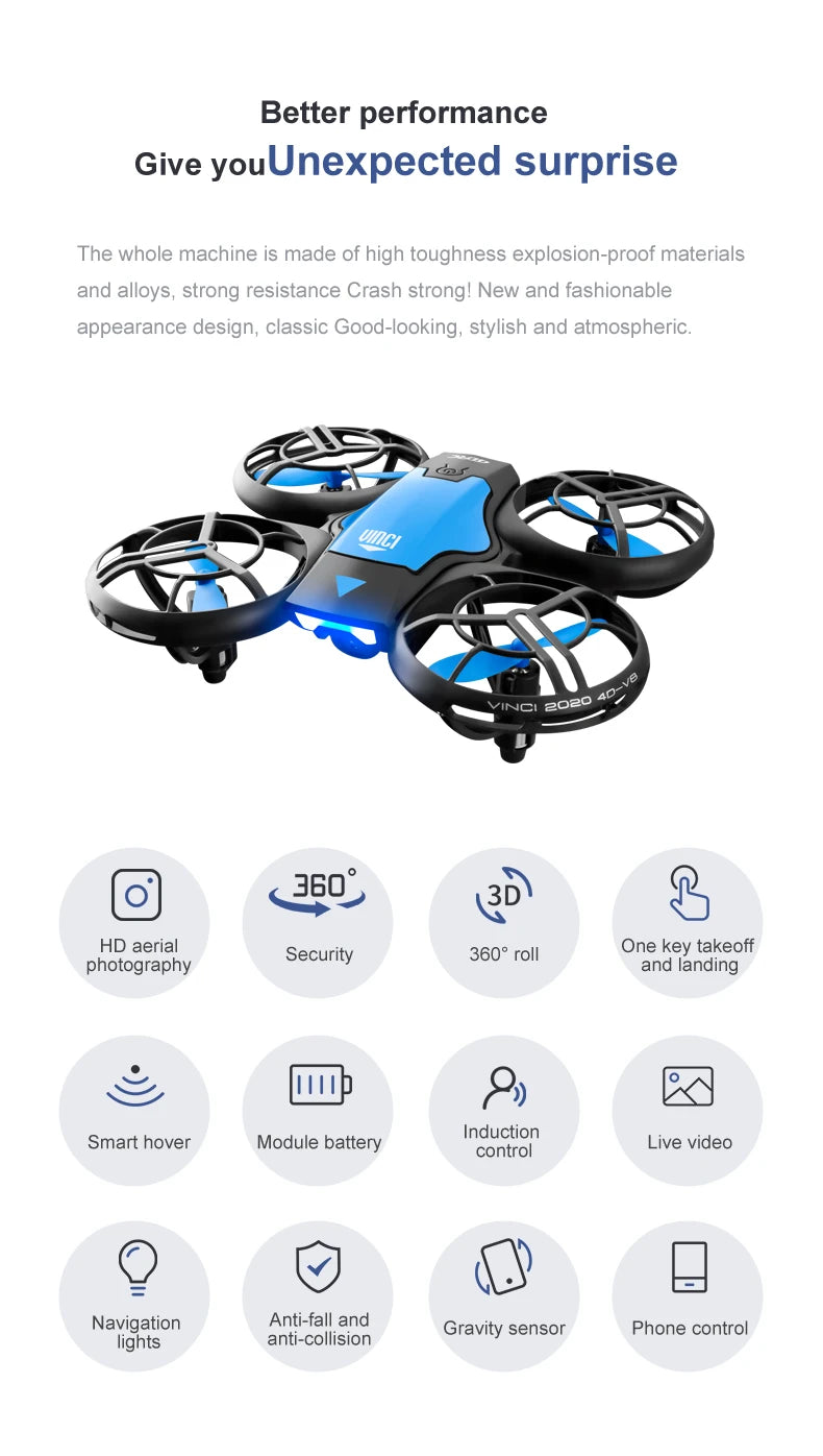 Mini Drone 4K Professionnel avec Caméra HD Grand Angle – Drone WiFi FPV 1080P avec Stabilisation de Hauteur