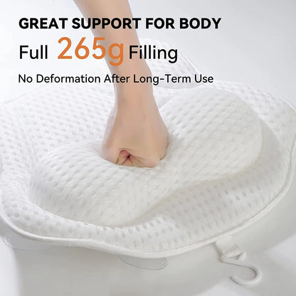 Soft Bath Pillow for Tub - Neck and Back Support with Strong Suction Cups - Comfortable Spa Cushion