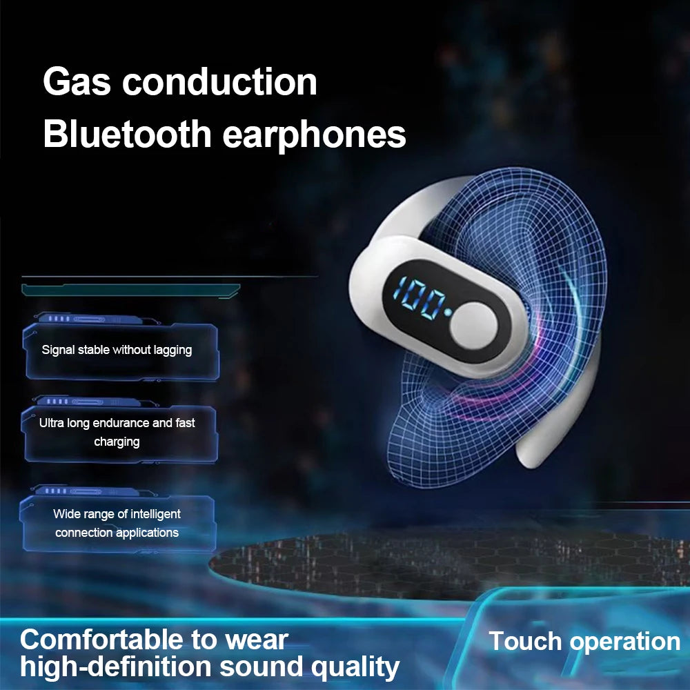 Bluetooth 5.3 TWS Wireless Headphones with Ear Hooks – HiFi Stereo Headset, Noise Cancelling and Waterproof – Compatible with Huawei, Xiaomi