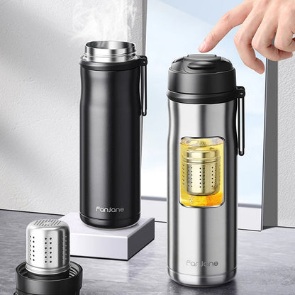 Bouteille Thermos à Thé 600ml avec Infuseur à Filtre Magnétique – Tasse Isotherme en Acier Inoxydable pour Café – Garde Froid et Chaud – Idéal pour Voyage et Cadeau d&