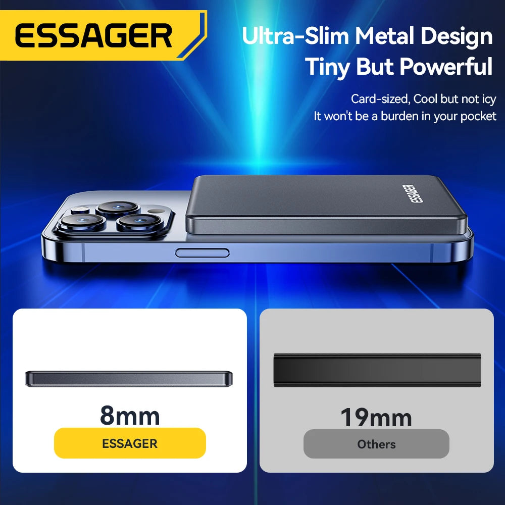 Batterie Externe Sans Fil Fine Essager 5000mAh – Recharge Rapide et Puissante