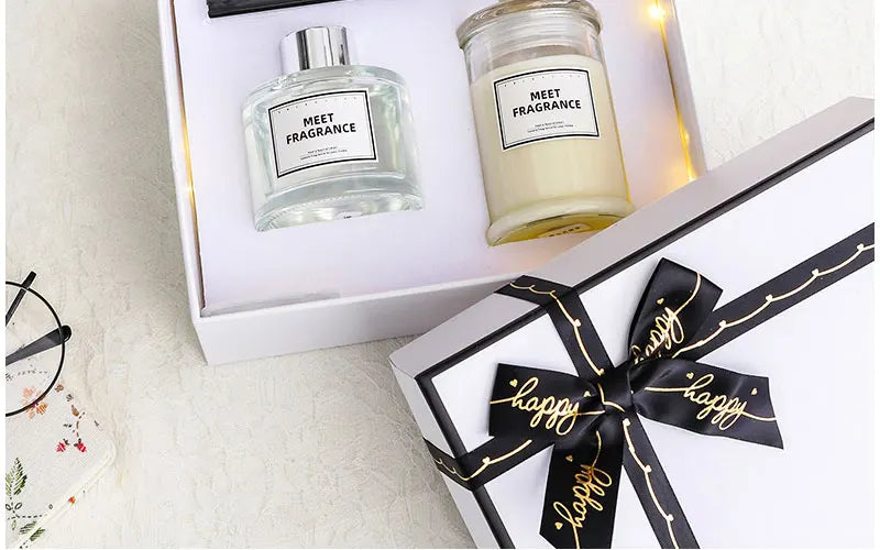 Ensemble de Bougies Parfumées Luxueuses – Cire de Soja Naturelle et Diffuseur de Parfum – Cadeau Idéal pour Anniversaire, Noël