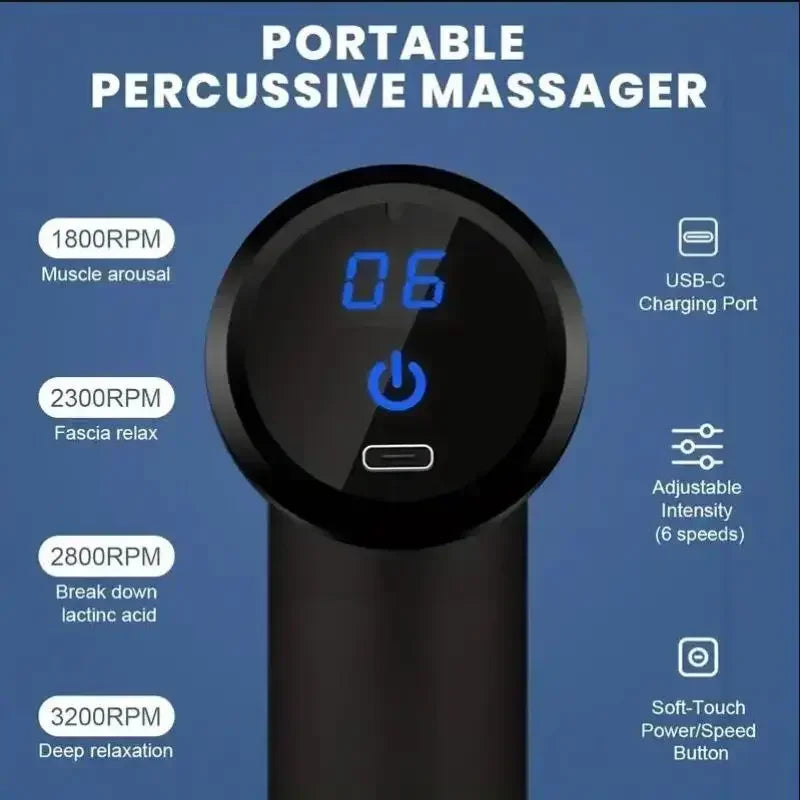 Mini Pistolet de Massage Portable – Léger, Ajustable et Idéal pour le Corps Entier – Massage Profond des Tissus