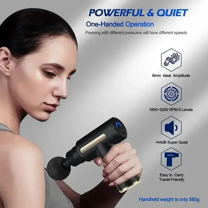 Mini Pistolet de Massage Portable – Léger, Ajustable et Idéal pour le Corps Entier – Massage Profond des Tissus