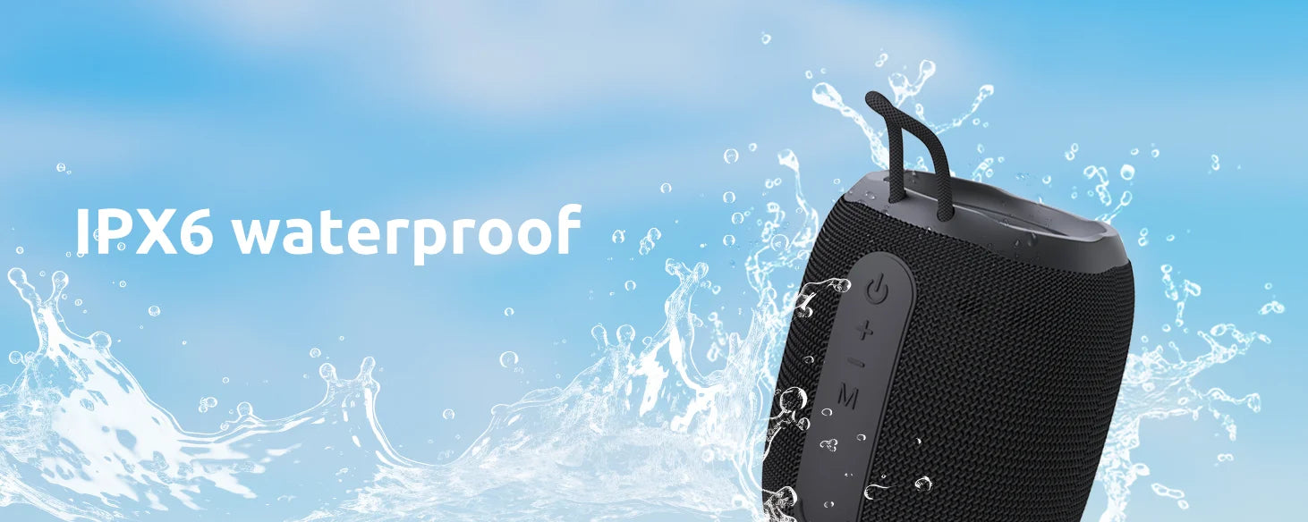 IP68 Waterproof Portable Bluetooth Speaker with LED, Microphone, FM Radio, TWS Pairing, USB, AUX