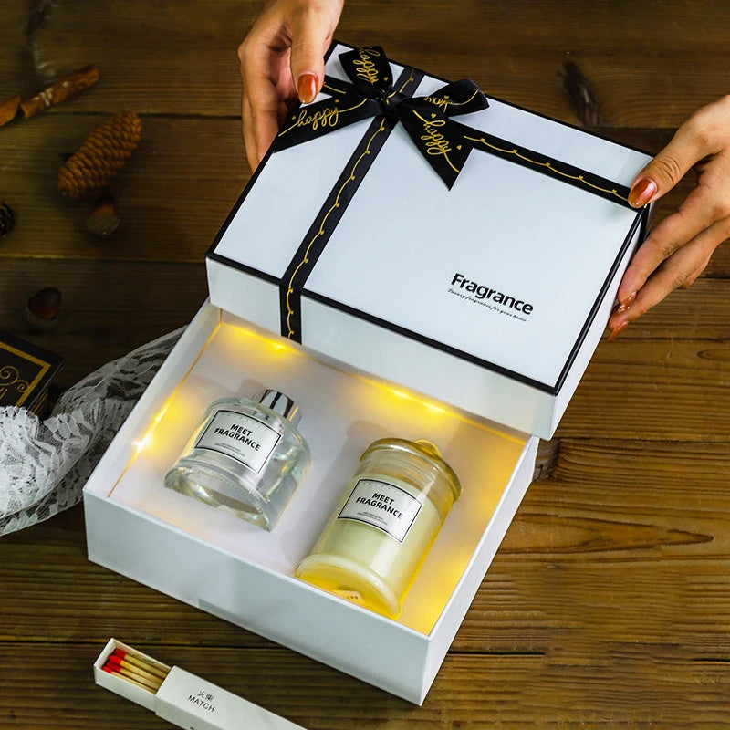 Ensemble de Bougies Parfumées Luxueuses – Cire de Soja Naturelle et Diffuseur de Parfum – Cadeau Idéal pour Anniversaire, Noël