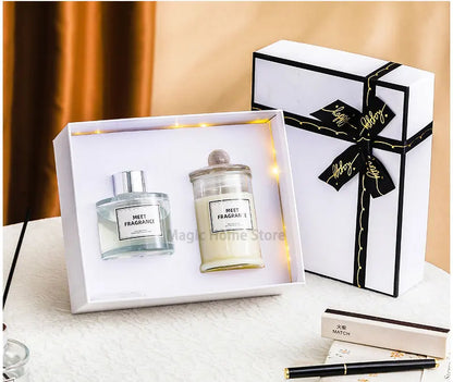 Ensemble de Bougies Parfumées Luxueuses – Cire de Soja Naturelle et Diffuseur de Parfum – Cadeau Idéal pour Anniversaire, Noël