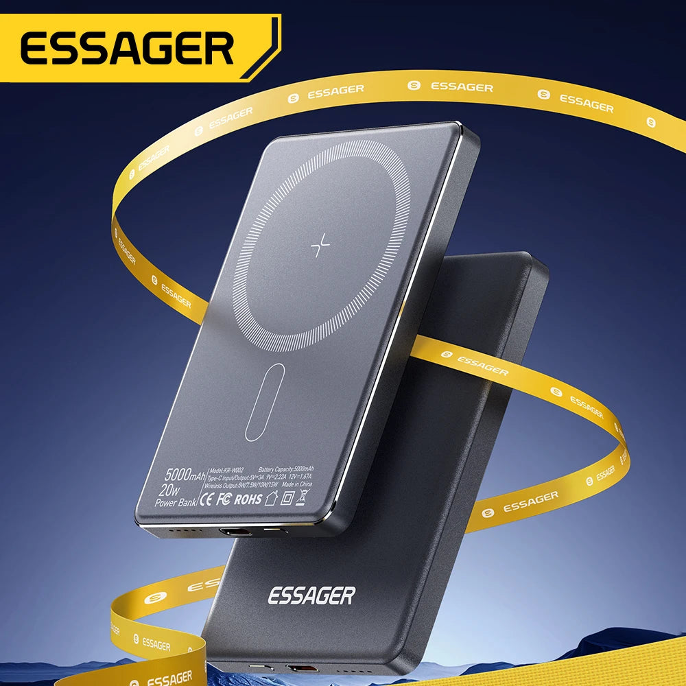 Batterie Externe Sans Fil Fine Essager 5000mAh – Recharge Rapide et Puissante