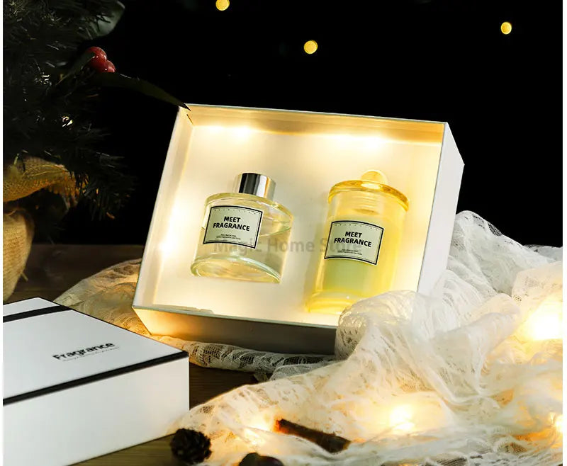 Ensemble de Bougies Parfumées Luxueuses – Cire de Soja Naturelle et Diffuseur de Parfum – Cadeau Idéal pour Anniversaire, Noël